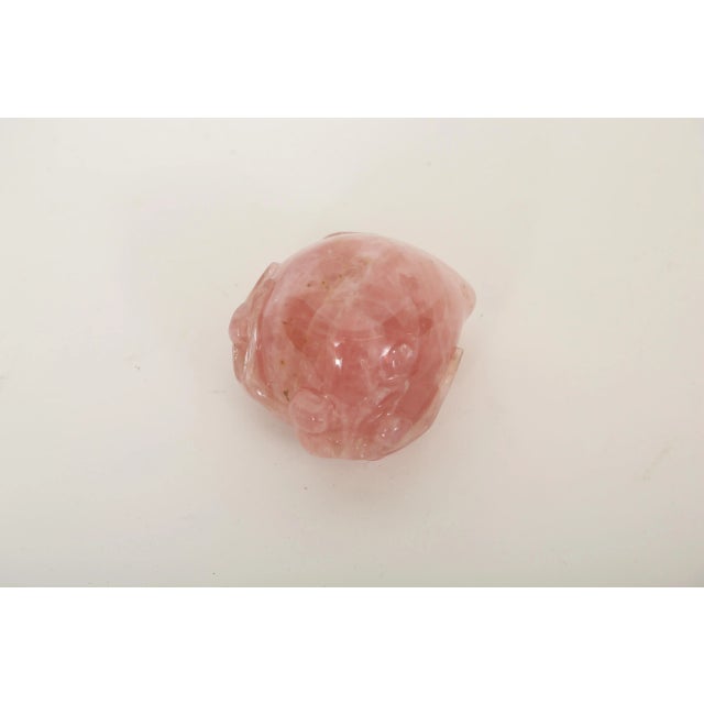 Hand Carved Chinese Rose Quartz Brush Washer on Custom Stand For Sale In West Palm - Image 6 of 7