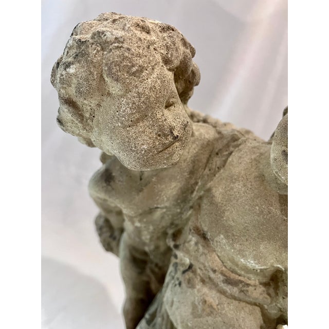 Vintage Mid-Century Neoclassical Weathered Concrete 18" Cherub Fountain Sculpture For Sale - Image 16 of 16