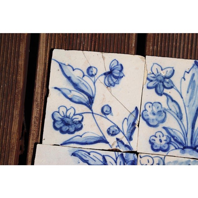 18th Century Tile Mural Panel Depicting a Baroque Jardinière With Flowers, Portuguese, 18th Century For Sale - Image 5 of 13