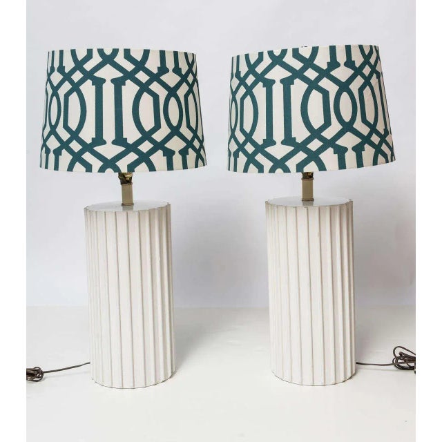 Pair of White Ridged Table Lamps, Circa 1970s For Sale In Miami - Image 6 of 10