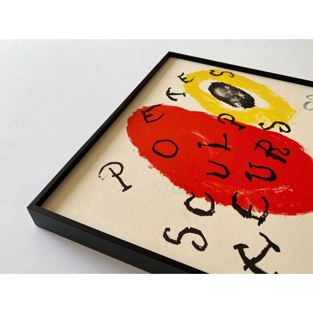1960s Joan Miro Vintage 1960 Mid Century Modernist Fine Art Lithograph Print " Poetes-Sculpteurs-Peintres " Framed Paris Exhibition Poster For Sale - Image 5 of 18
