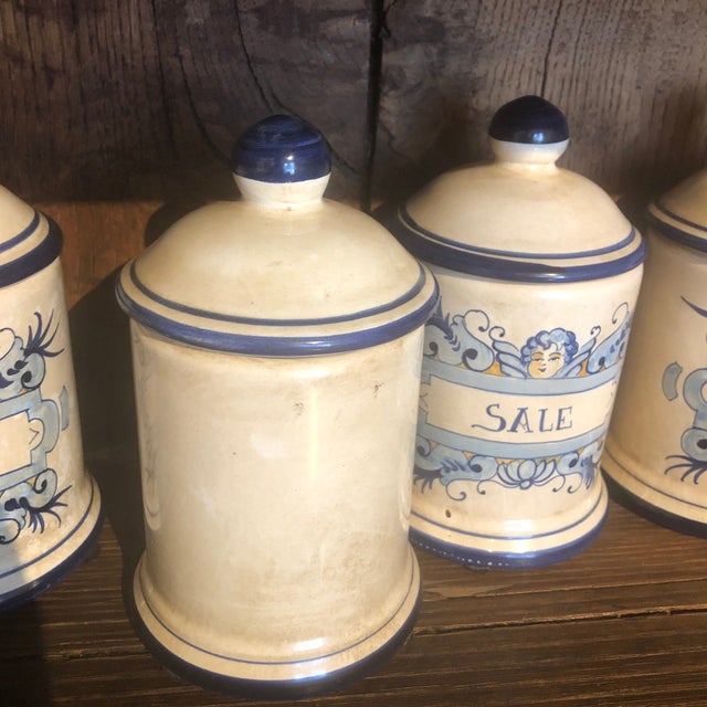 Italian Hand Painted Small Ceramic Canister Set Of 5 Chairish