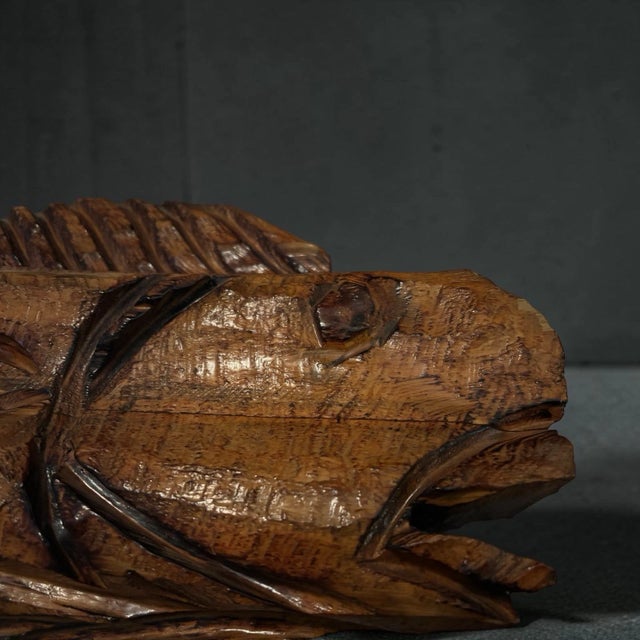 Rustic Hand-Carved Wooden Rich Grain Fish Sculpture - 25" Long For Sale - Image 3 of 5