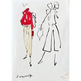 Image of Original Abstract Fashion Figurative Drawing by Jenny Walton, Ink and Marker on Paper For Sale