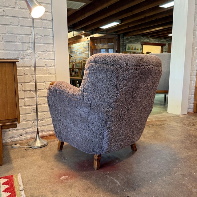 Scandinavian Designer, Club Chair, Sheepskin, Sweden, 1940s For Sale - Image 6 of 7