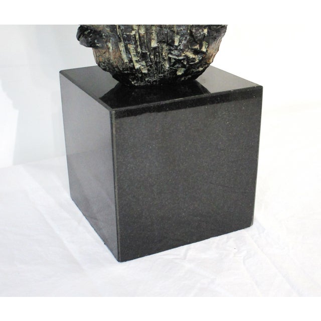 Dark Gray Mid Century Brutalist Head Sculpture in the Style of Curtis Jere For Sale - Image 8 of 10