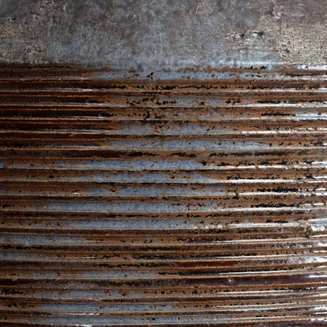 Studio Pottery Lamps in Gray, Blue, and Brown attributed to Bo Borgstrom, Sweden, 1970s, Set of 2 For Sale - Image 12 of 13