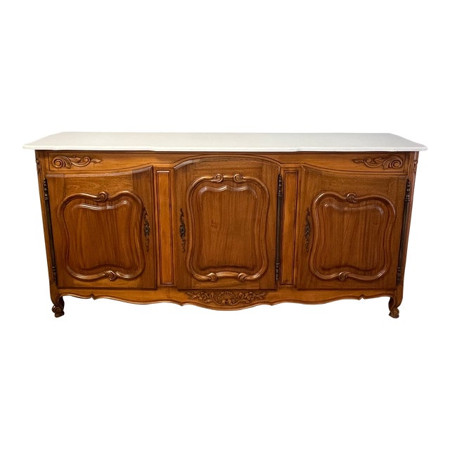 Vintage Country French Buffet Marble Top For Sale