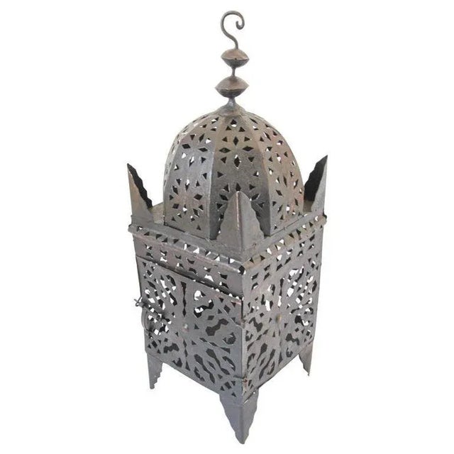 Large Moroccan Moorish Hurricane Metal Candle Lantern For Sale - Image 13 of 13