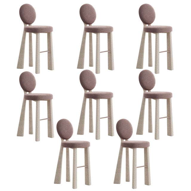 Mauve Mary II Bar Chairs with Upholstered Legs by Ottiu, Set of 8 For Sale - Image 8 of 8