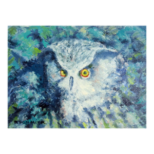 Mid 20th Century French Night Owl in Blue Painting