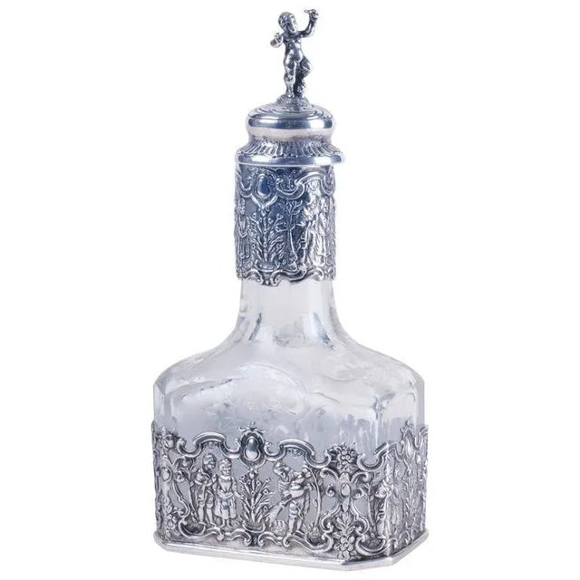 Antique Storck & Sinsheimer Glass Silver Decanter For Sale - Image 11 of 11