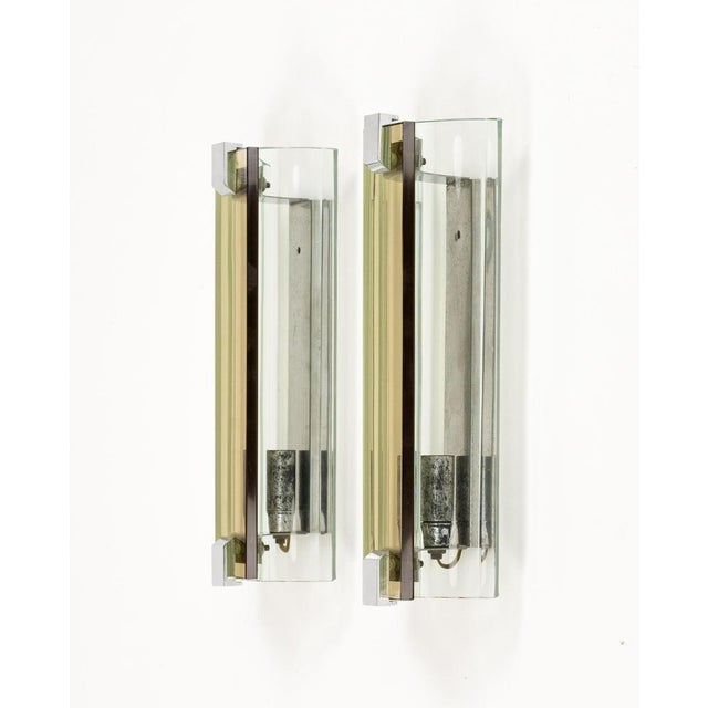 Mid-Century Wall Lamps in Glass and Steel attributed to Veca, Italy, 1970s, Set of 2 For Sale - Image 11 of 15