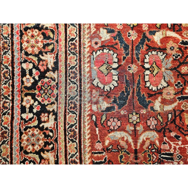 Vintage Persian Mahal Sultanabad Rug, Hand-Knotted Wool, Geometric Pattern, 9x13, Rust-Red & Navy For Sale - Image 16 of 17