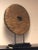 Asian Antique Rustic Mounted Ox Cart Wooden Wheel on Base From Thailand, 19th Century For Sale - Image 3 of 6