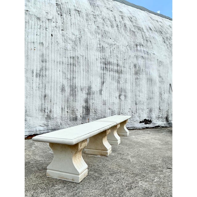 Vintage Regency Cast Stone Garden Benches - a Pair For Sale - Image 9 of 9