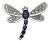 14k White Gold Dragonfly Pendant With Blue Sapphires and Diamonds For Sale
