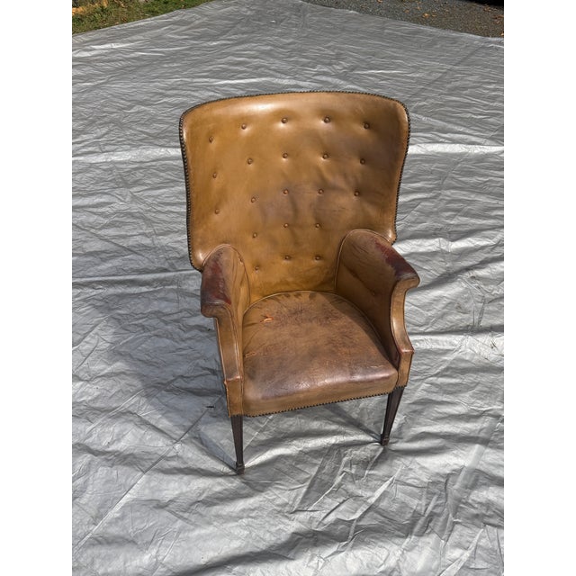 Mid 19th Century Napoleon III / Regency Leather Wing Chair For Sale - Image 9 of 9