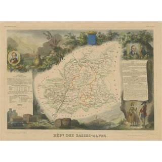 Antique Map of the Department of Basses-Alpes For Sale