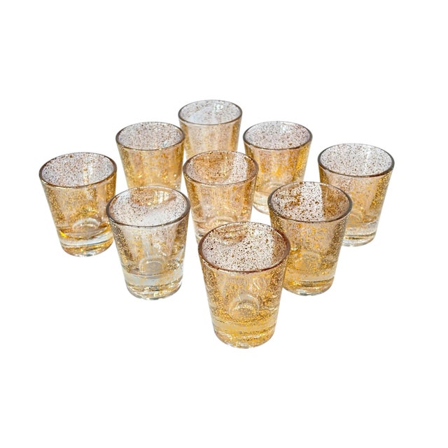 Gold Speckled Decanter and Shot Glasses Set For Sale - Image 4 of 5