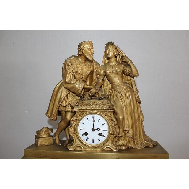 Renaissance Style Bronze and Brass Pendulum Clock, 19th Century For Sale - Image 4 of 9