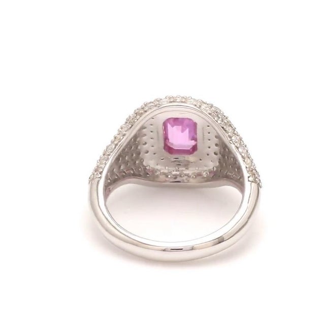 Gemstone Natural 0.35 cts pink sapphire & 1.41 cts diamond ring in 18k gold For Sale - Image 7 of 18
