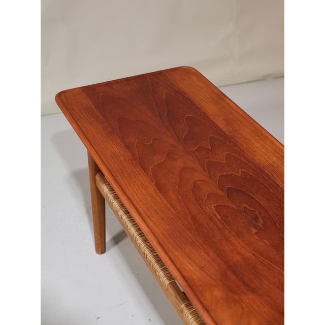 AT10 Coffee Table in Teak, Oak and Cane by Hans J. Wegner for Andreas Tuck, Denmark, 1950s For Sale - Image 17 of 18