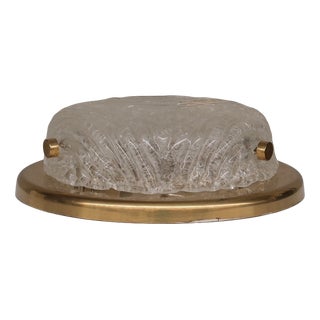 Mid-Century German Frosted Glass and Brass Wall Light, 1970s For Sale