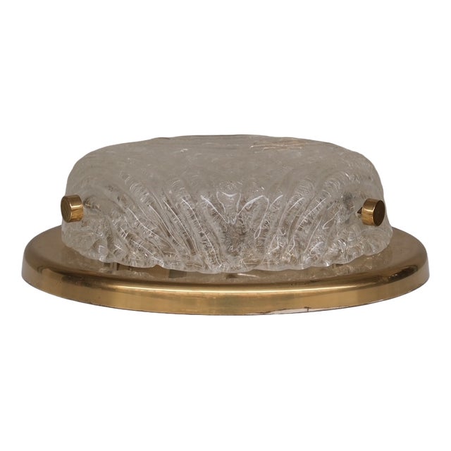 Mid-Century German Frosted Glass and Brass Wall Light, 1970s For Sale