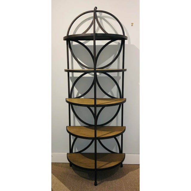 Modern Oak and Iron Bookshelf For Sale - Image 4 of 4