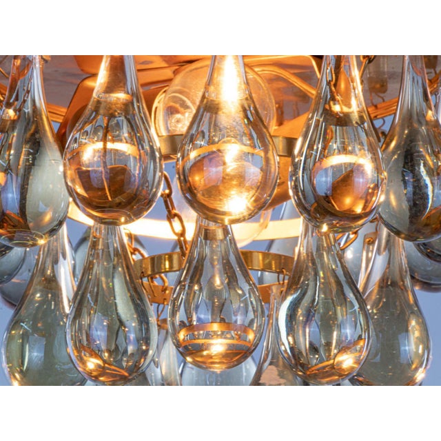 Small Murano Glass Tear Drop Flush Mount Chandelier from Palwa, Germany, 1960s For Sale - Image 3 of 8