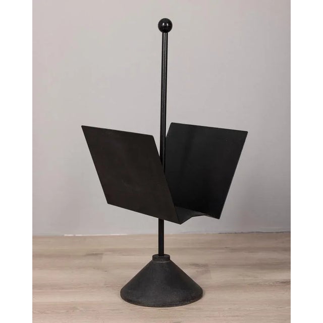 Black Vintage Magazine Rack in Black Metal from Porada, 1980s For Sale - Image 8 of 8