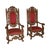 Victorian revival styling blends Renaissance and Baroque elements in this pair of Italian walnut wood chairs. Heavy...