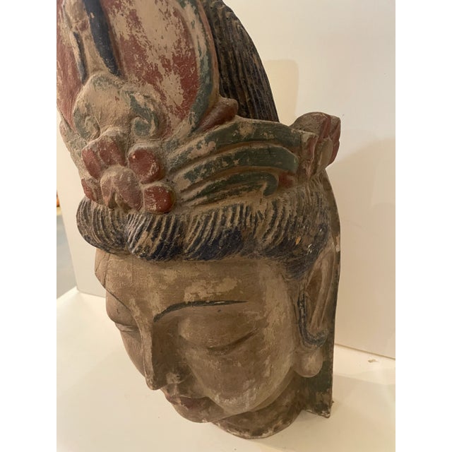 Wood Vintage Large Wood Guanyin Sculpture For Sale - Image 7 of 11