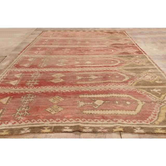 Vintage Turkish Oushak Saph Prayer Rug, 05'07 X 09'03 For Sale - Image 9 of 10