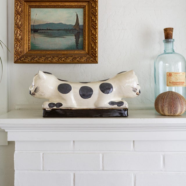 19th Century Chinese Cizhou Ware Double Headed Cat Ceramic Headrest Pillow For Sale - Image 13 of 18