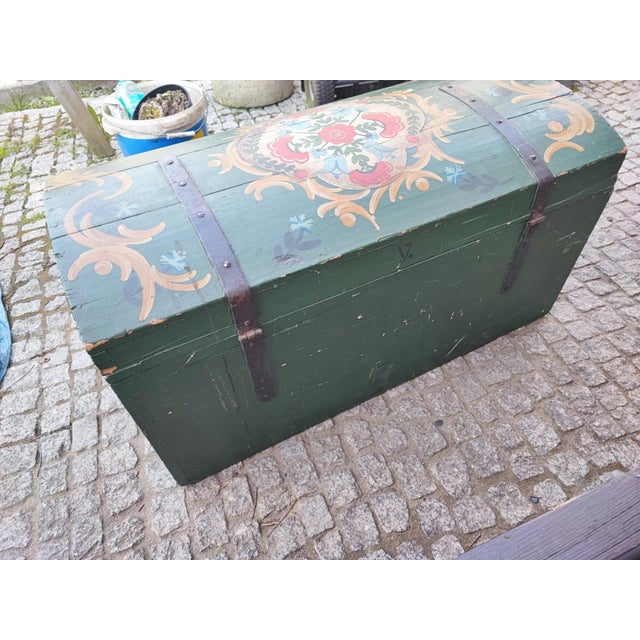 Antique Dowry Chest, 1888 For Sale - Image 3 of 11