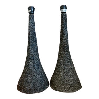 Vintage Textured Resin Table Lamps - Pair For Sale