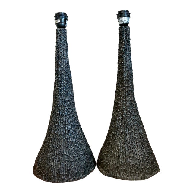 Vintage Textured Resin Table Lamps - Pair For Sale