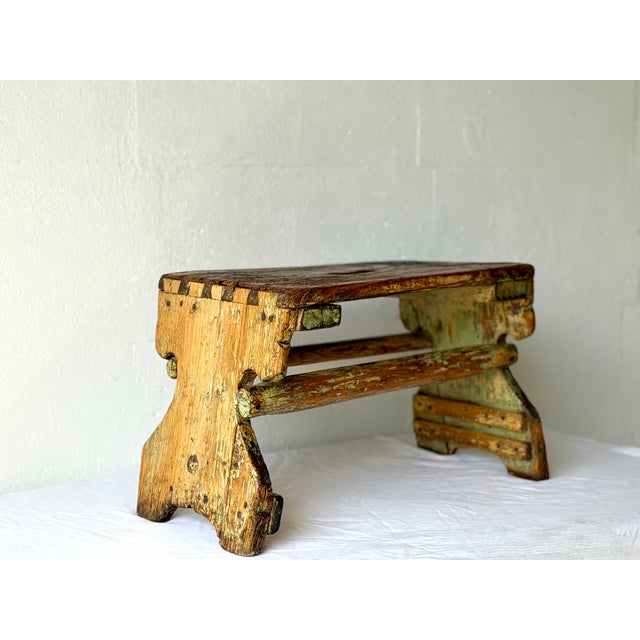 Brown Antique Rustic Wooden Bench, 1890s For Sale - Image 8 of 16