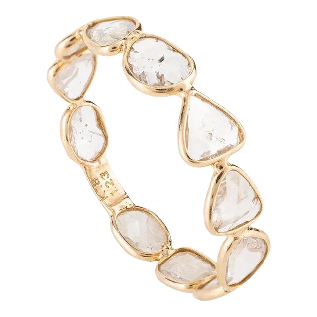 Natural Uncut Diamond 18k Yellow Gold Stacking Band Ring Size 9.5 For Sale