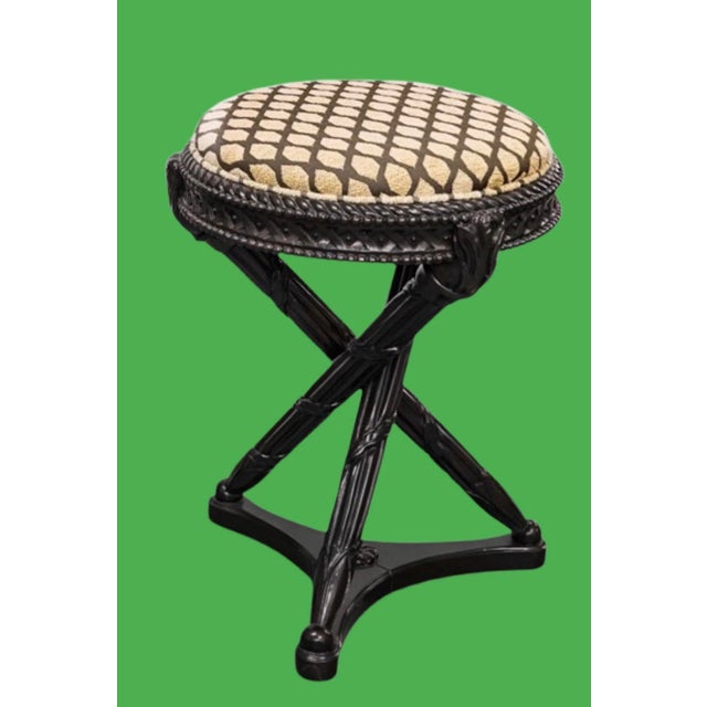 Wood c.2000 Nancy Corzine Carved Hardwood Tripod Base Stool. For Sale - Image 7 of 10