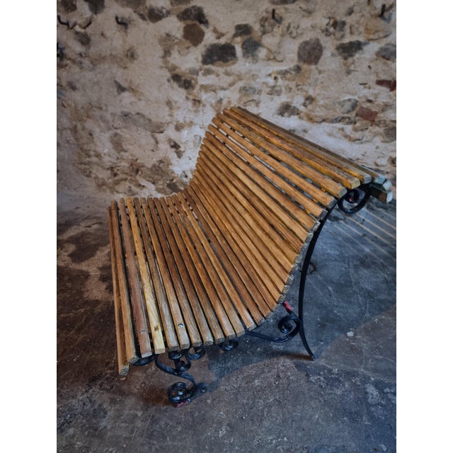Mid 20th Century French Garden Bench, 1950s For Sale - Image 6 of 12