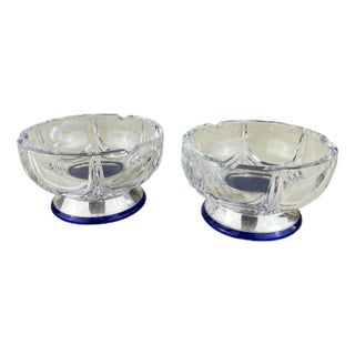 Bohemia Crystal and Sterling Silver Ashtrays, 1980s, Set of 2 For Sale