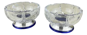 Bohemia Crystal and Sterling Silver Ashtrays, 1980s, Set of 2