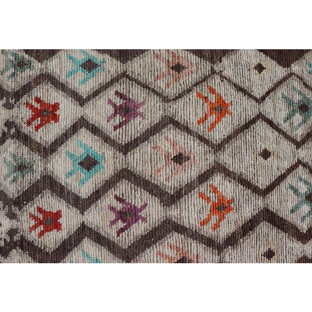 Modern Rug in Wool With Sub-Geometric Diamond Design in Multicolor by Keivan Woven Arts For Sale - Image 9 of 12