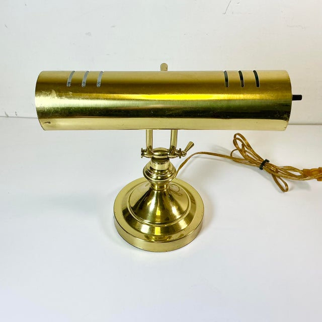 Metal Mid 20th Century Mid-Century Modern Art Deco Articulating Brass Piano Bankers Desk Lamp. For Sale - Image 7 of 15