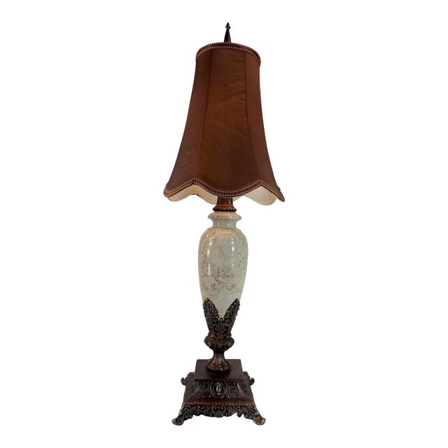 Vintage Lamp Marble & Bronzed Metal, Baroque, Neoclassical, Victorian Style For Sale