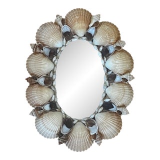 Vintage Oval Seashell Mirror For Sale