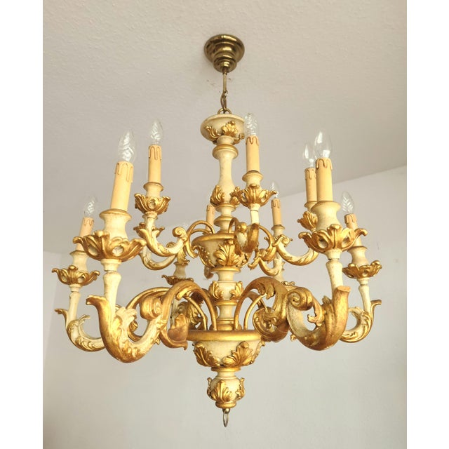 1930s Vintage Florentine Chandelier with Gold Leaf, 1930s For Sale - Image 5 of 18